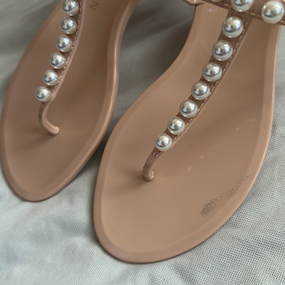 Stuart Weitzman
Goldie Pearly Stud Jelly Sandals, size 7 & size 6, color Poudre - Picture 5 of 8